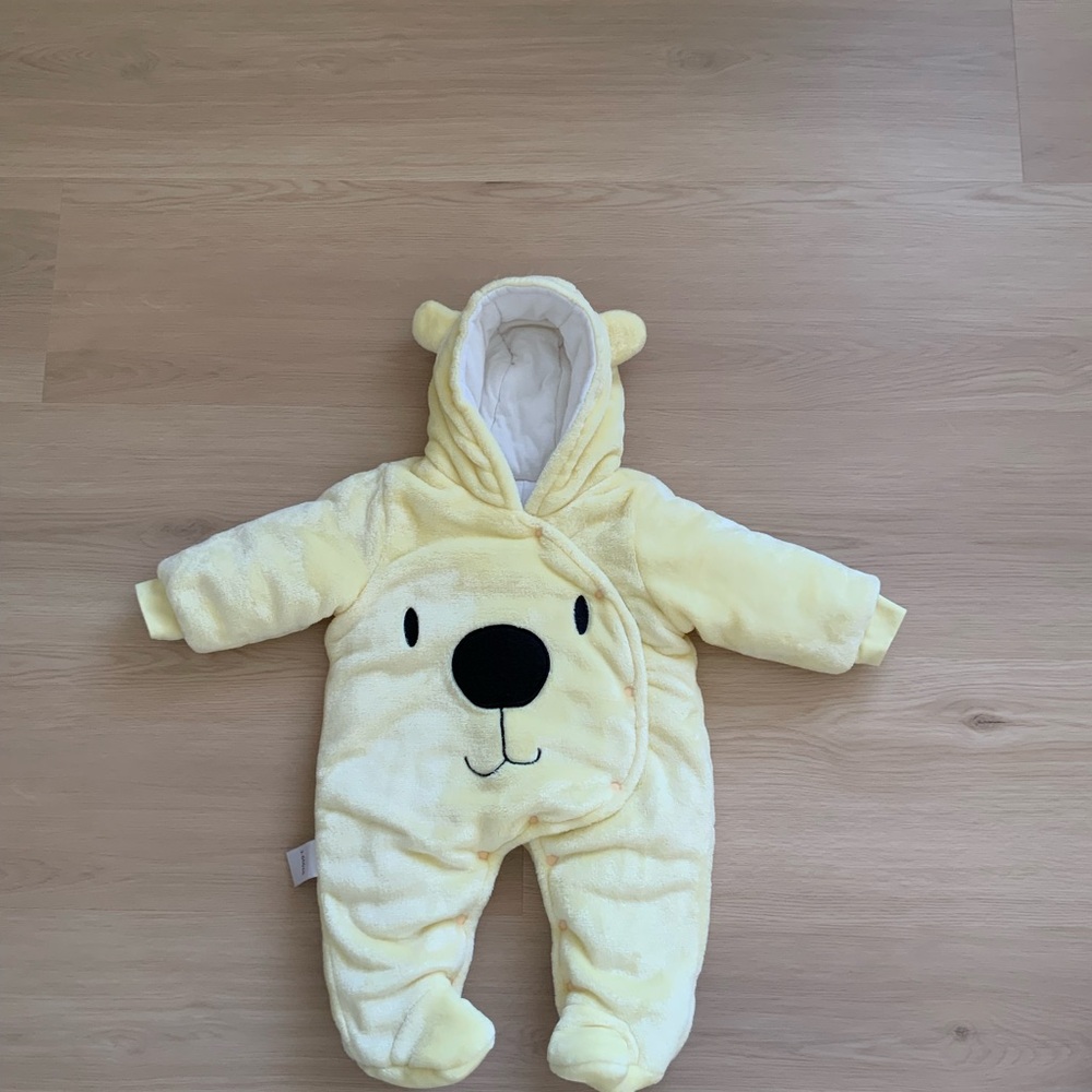 Cozy Yellow Bear Hooded Footie for Kids - Picture 2 of 5